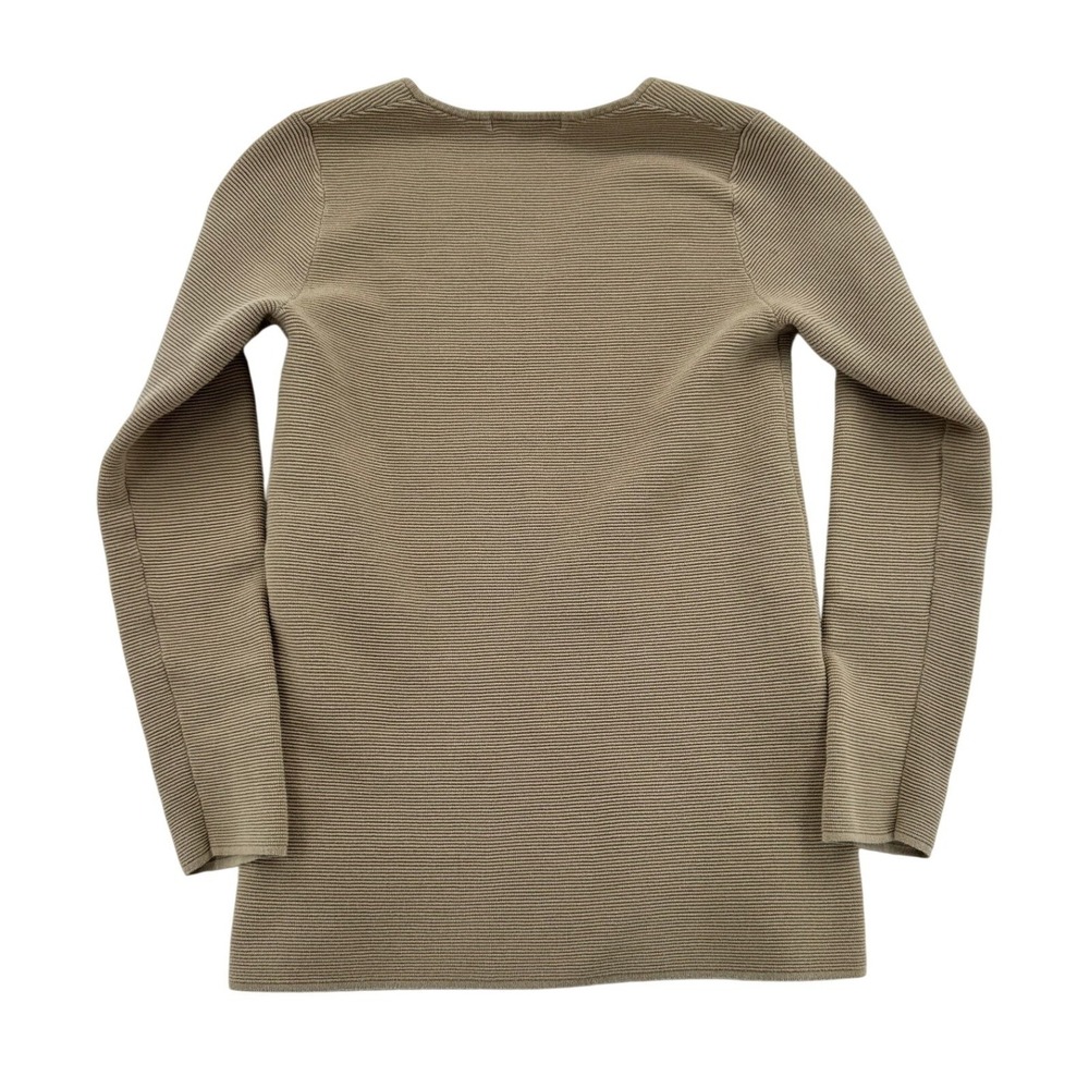 Womens Uniqlo Ribbed 3D Knit V-Neck Sweater XS Tan Beige Long Sleeve - Picture 3 of 8